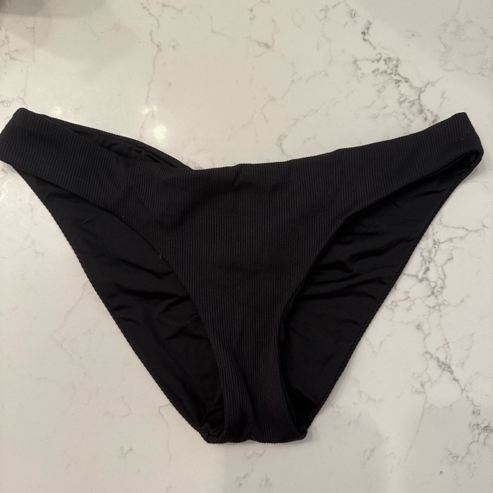 Becca Ruched Back Black Bikini Bottom